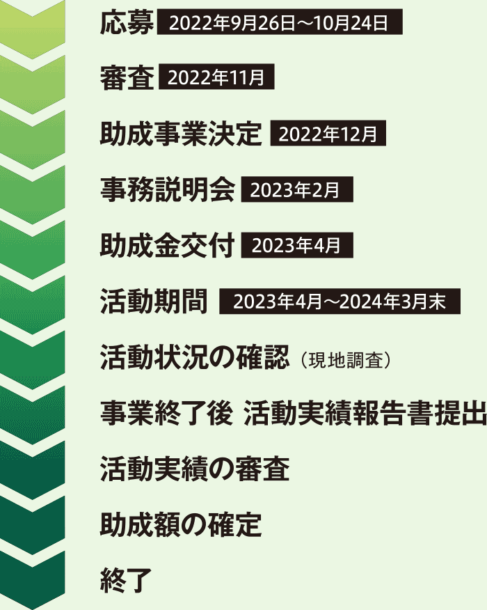 応募から活動終了までの流れ